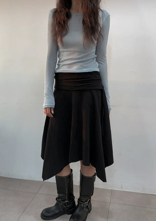 Flynn String Flare Domestic Elastic A-Line Midi Skirt