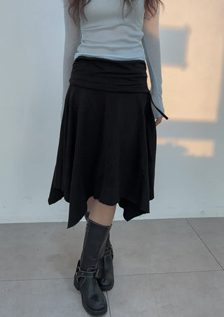 Flynn String Flare Domestic Elastic A-Line Midi Skirt