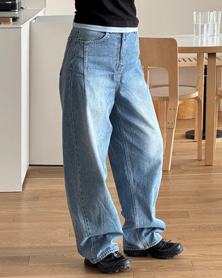 Dart detail balloon denim pants