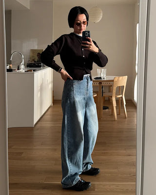 Dart detail balloon denim pants
