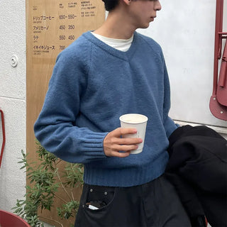 (Unisex) V-neck Loose Fit Knit