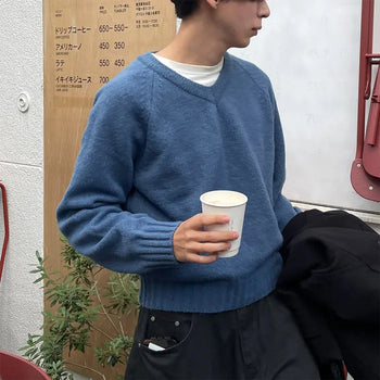 (Unisex) V-neck Loose Fit Knit