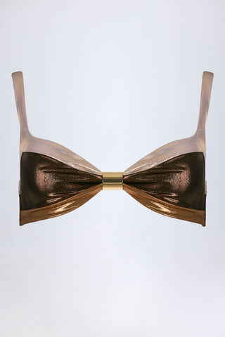 Ruched Bikini Top in Bronze Gold