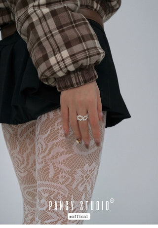 Sterling silver agate beaded pearl ring