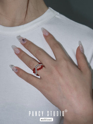 Sterling silver agate beaded pearl ring