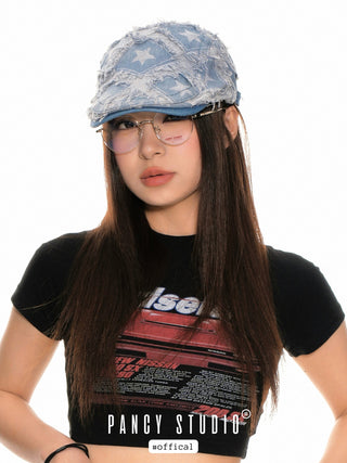 Y2k Denim star painter cap