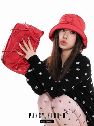Sweet silver bow embellished shoulder bag