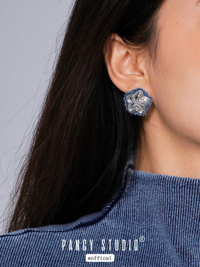 Y2k denim star earrings