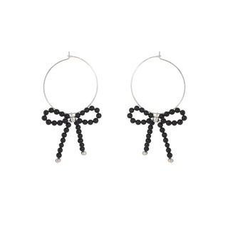 Beaded bow sterling silver earrings