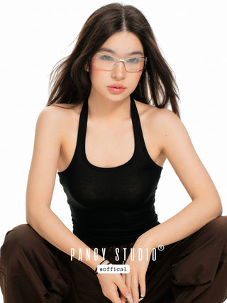 Retro one-piece metal large frame plain glasses