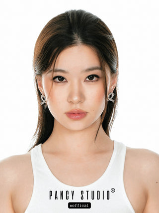 Silver needle high-end earrings