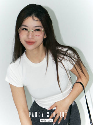 Diamond-cut retro Frameless glasses