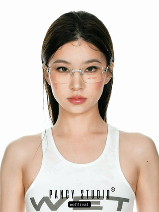 Diamond-cut retro Frameless glasses