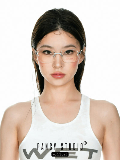 Diamond-cut retro Frameless glasses