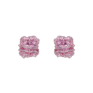 Dreamy ripple black pink love zircon earrings