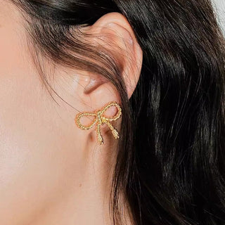Braided bow earrings