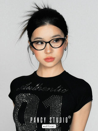 Square frame retro cat-eye glasses