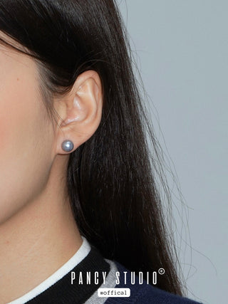Blue-gray pearl earrings
