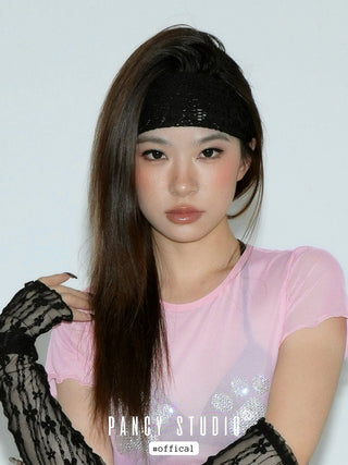 Elastic hollow crochet headband