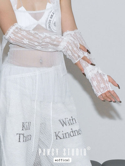 Lace floral mesh sleeve