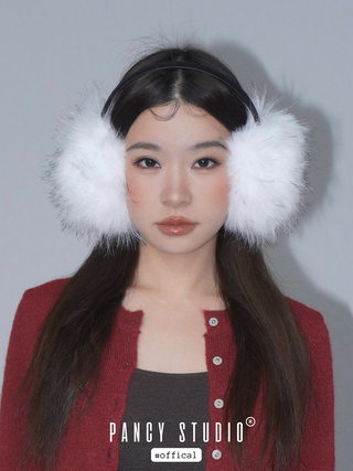 Pure white plush earmuffs