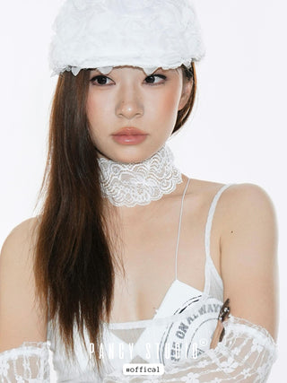 Lace floral magnetic strap choker