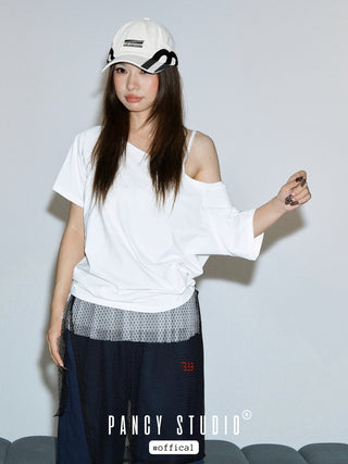 Korean Layered lace mesh polka dot skirt