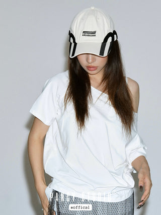 Retro letter embroidered striped cap