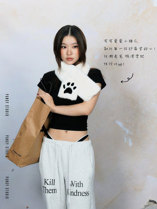 Cat claw plush warm double-sided knit scarf