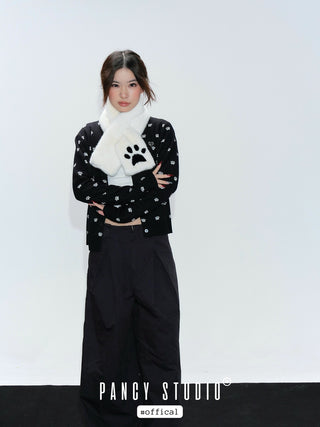 Cat claw plush warm double-sided knit scarf