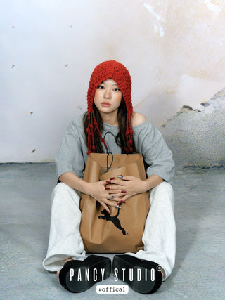 Knitted tassel ear-hanging hat