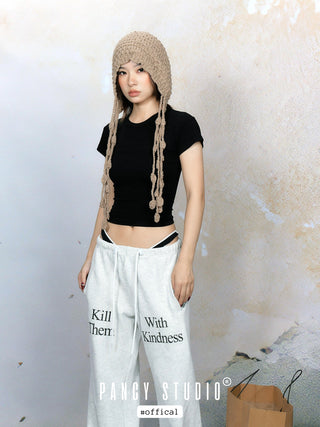 Knitted tassel ear-hanging hat