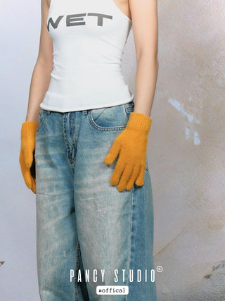 Korean rabbit fur knitted gloves