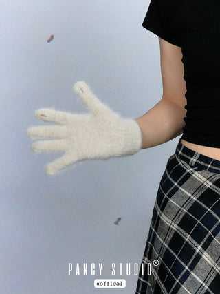 Korean rabbit fur knitted gloves