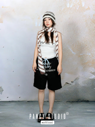 Mink fur  knitted wool hat