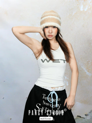 Mink fur  knitted wool hat