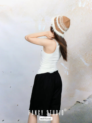 Mink fur  knitted wool hat