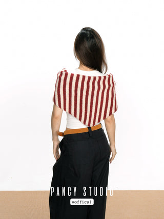 Striped knotted triangle scarf