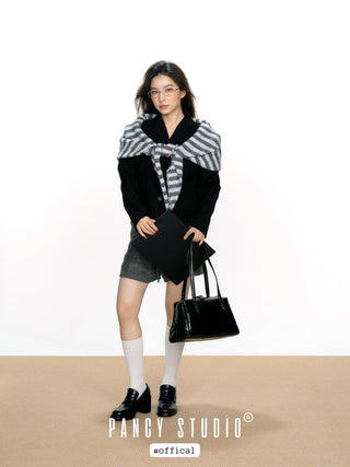 Striped knotted triangle scarf