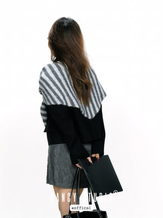 Striped knotted triangle scarf
