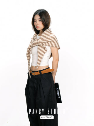 Striped knotted triangle scarf