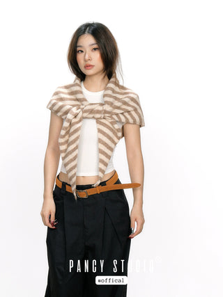 Striped knotted triangle scarf