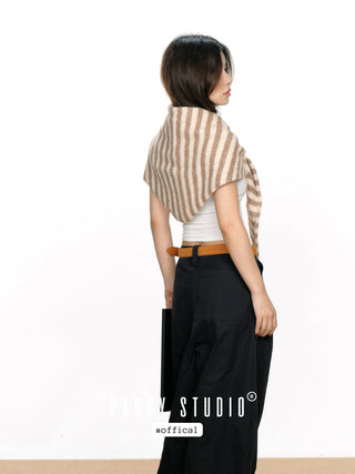 Striped knotted triangle scarf
