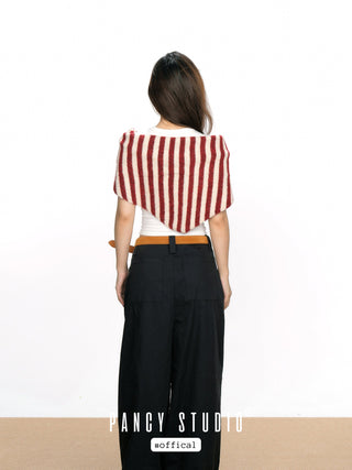 Striped knotted triangle scarf
