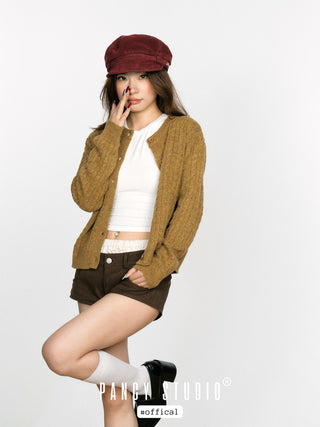 Suede British retro navy hat