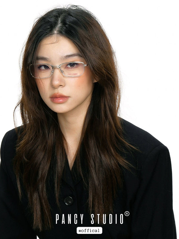 Metal square frame plain glasses