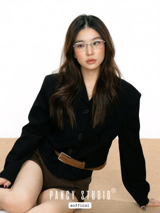 Metal square frame plain glasses