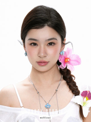 blue flower earrings