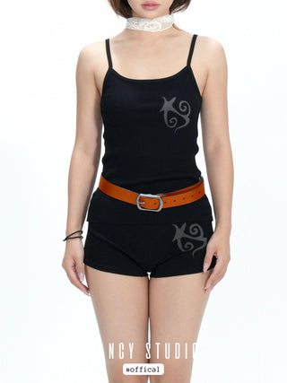 brushed leather belt