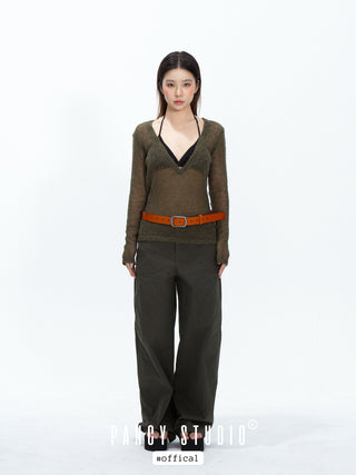 brushed leather belt